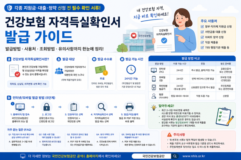 건강보험 자격득실확인서 발급 전 체크｜정부24·국민건강보험·제출용도 정리