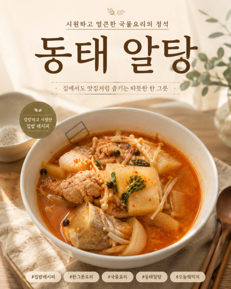 동태 알탕 레시피, 비린내 없이 시원하고 얼큰하게 끓이는 법