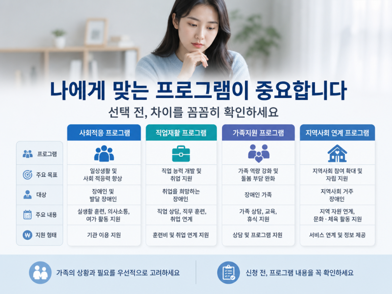 장애인 사회재활 프로그램 종류, 장애 유형별로 맞는 게 따로 있을까?