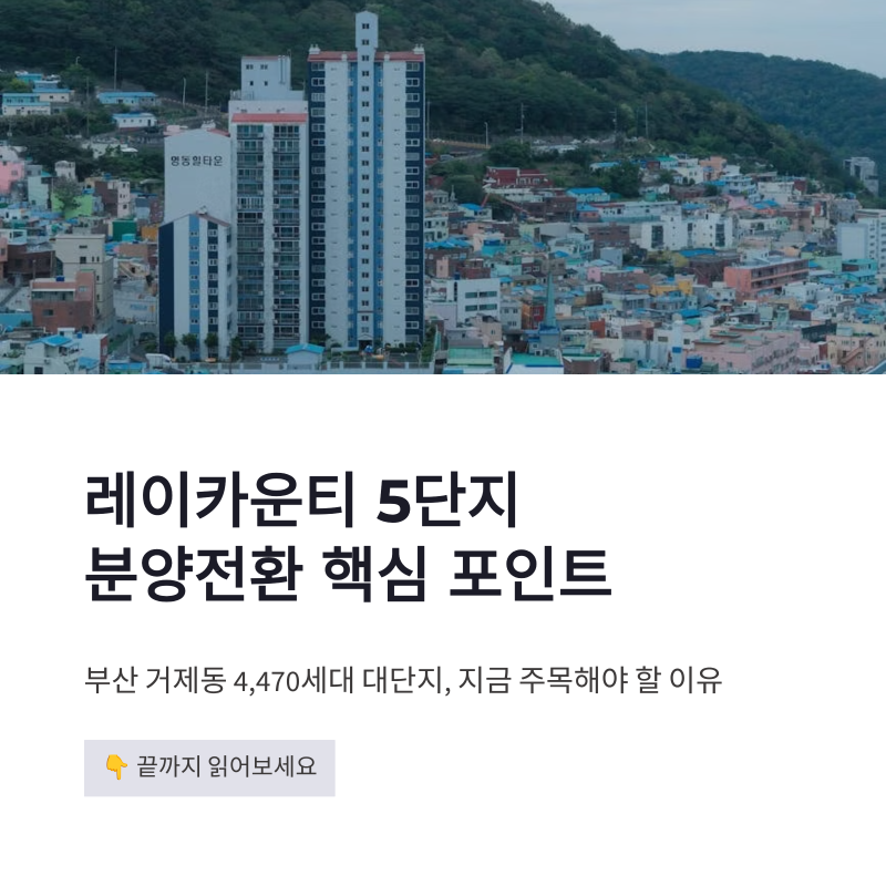 레이카운티 5단지 분양전환 줍줍 핵심 포인트