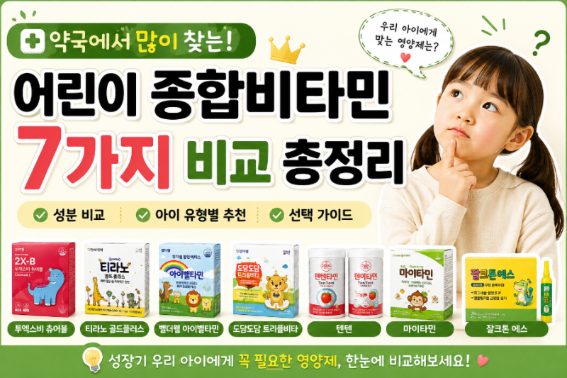 [어린이영양제] 약국에서 많이 찾는 어린이 종합비타민 7가지 비교! 우리 아이에게 맞는 영양....