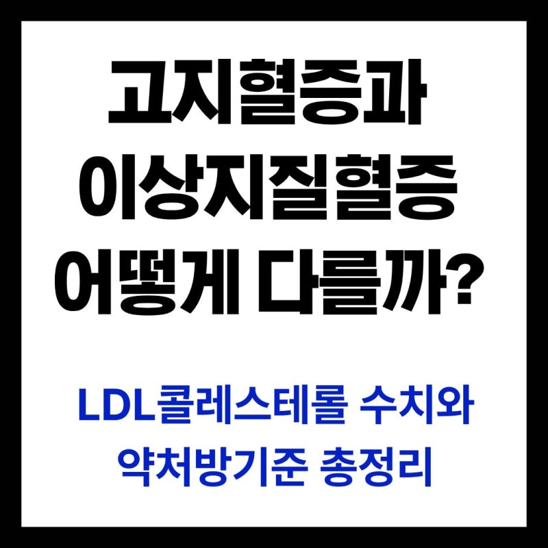 고지혈증과 이상지질혈증 차이점(LDL 콜레스테롤 약처방 수치 기준) 총정리
