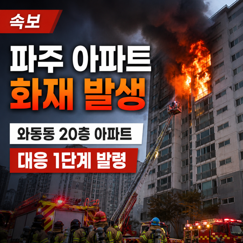 파주 아파트 화재 발생…와동동 20층 아파트 대응 1단계 발령