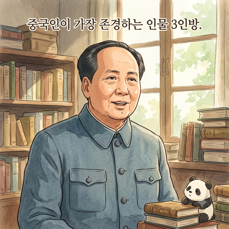 중국인이 가장 존경하는 인물 3인방(마오쩌둥, 저우언라이, 덩샤오핑, 관우, 공자)