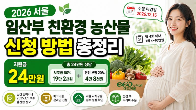 2026 서울 임산부 친환경 농산물 신청 방법 지원금 24만원 에코이몰 정리