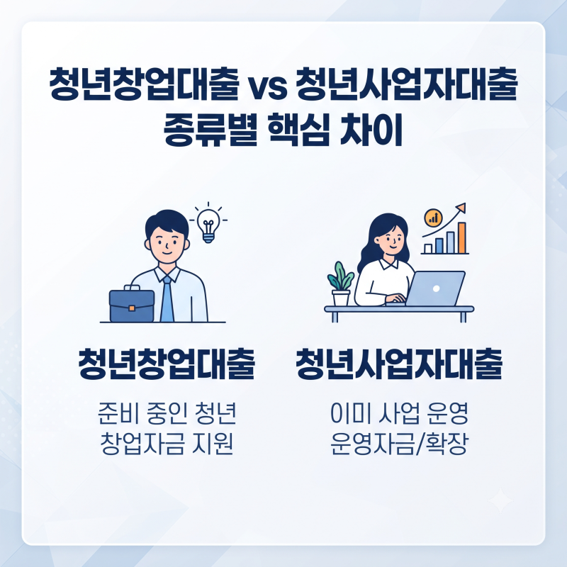 청년창업대출과 청년사업자대출, 종류별 핵심 차이