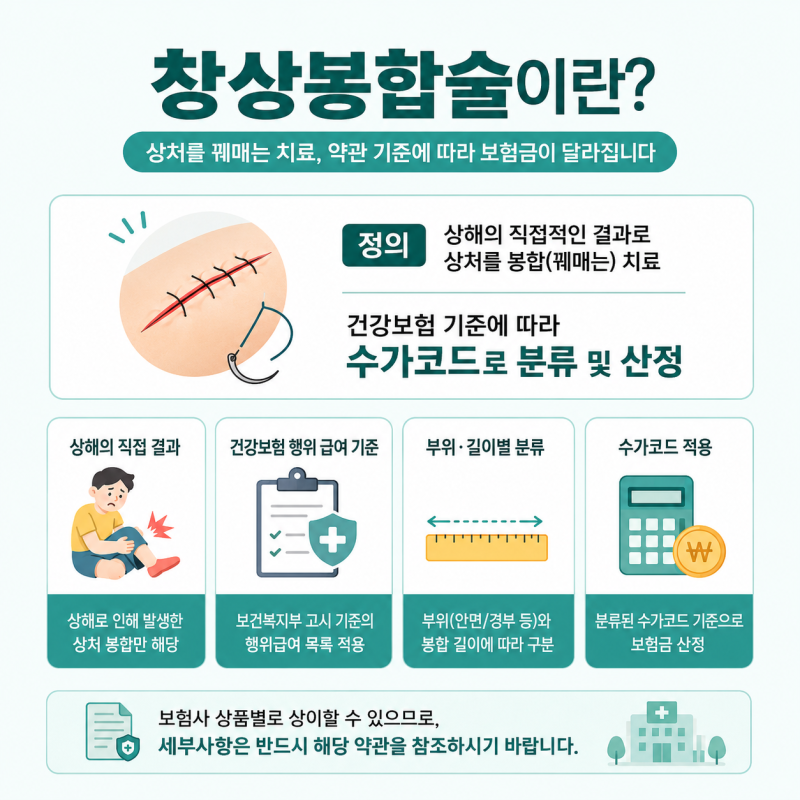 창상 봉합술 보험, 안면·경부와 안면·경부 외는 무엇이 다를까?