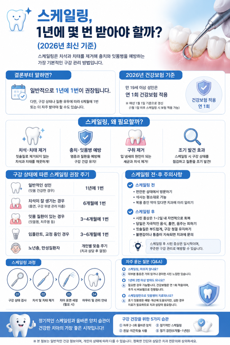 스케일링, 1년에 몇 번 받아야 할까? (2026년 최신 기준)
