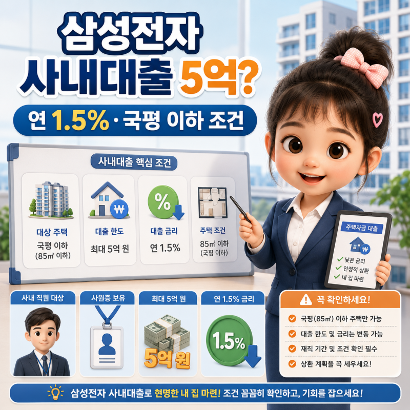 삼성전자 직원 주택대출 5억·연 1.5%? 사내대출 조건과 주의사항 정리
