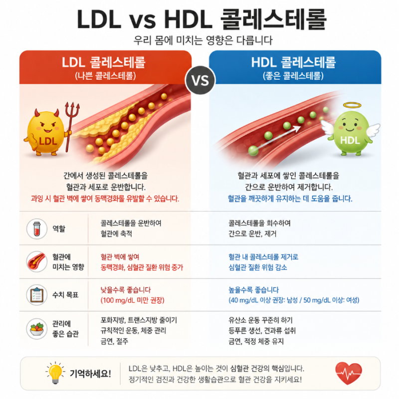 콜레스테롤과 중성지방 차이점 총정리! 정상 수치부터 낮추는 관리법까지