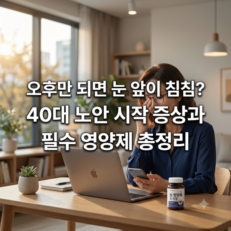 오후만 되면 눈 앞이 침침? 40대 노안 시작 증상과 필수 영양제 총정리