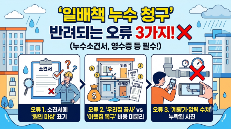 일상생활배상책임보험(일배책) 누수 청구 반려되는 오류 3가지(누수소견서, 누수탐지 공사 ....