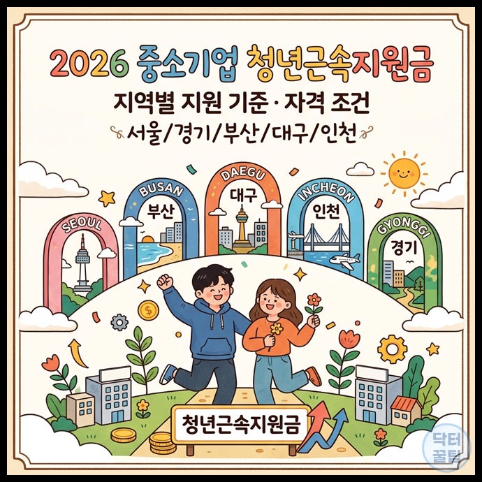 2026 중소기업 청년근속지원금 신청 자격 조건 경기 부산 대구 인천 서울 등 지역별 지원 기준....