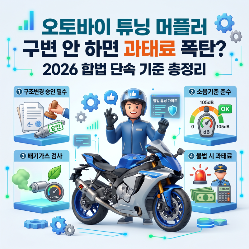 오토바이 튜닝 머플러 구변 안 하면 과태료 폭탄? 2026 합법 단속 기준 총정리