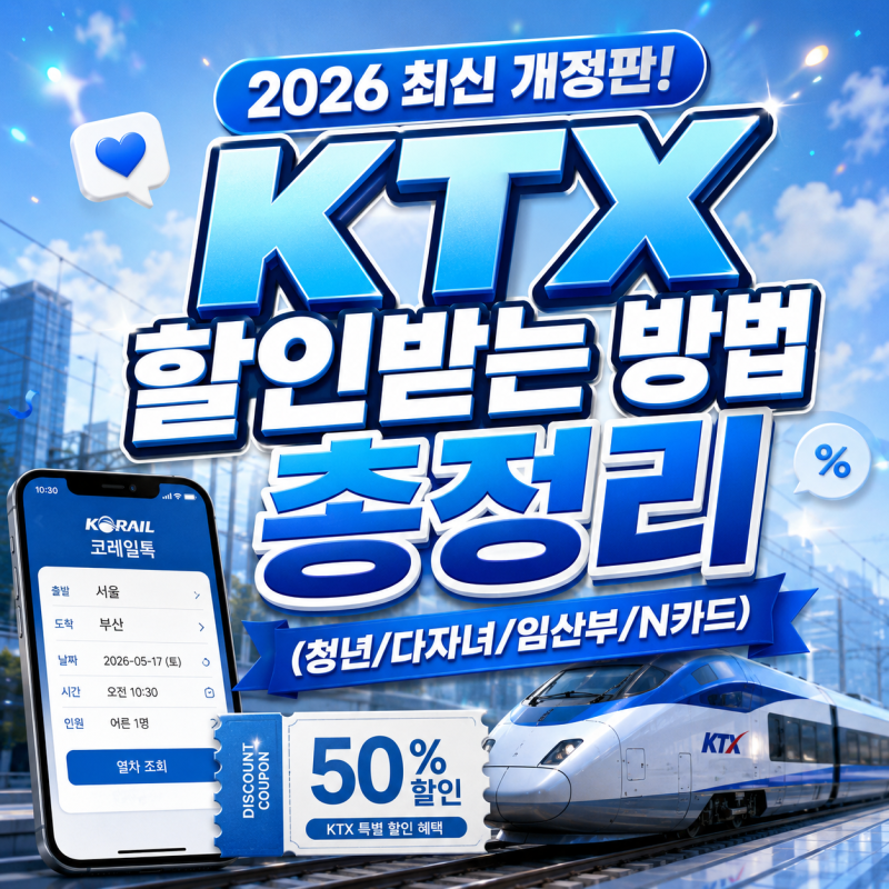 [2026 최신] KTX 할인받는 방법 총정리! 최대 50% 싸게 예매하는 꿀팁