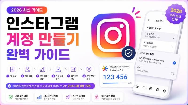 인스타그램 가입부터 프로페셔널 계정, 구글 OTP 보안 설정까지 한 번에 끝내기
