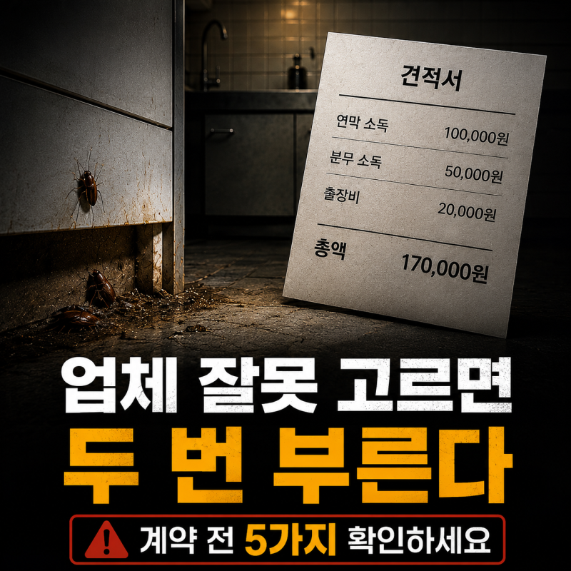 싸다고 계약하면 두 번 부릅니다…바퀴벌레 방역업체 확인할 5가지