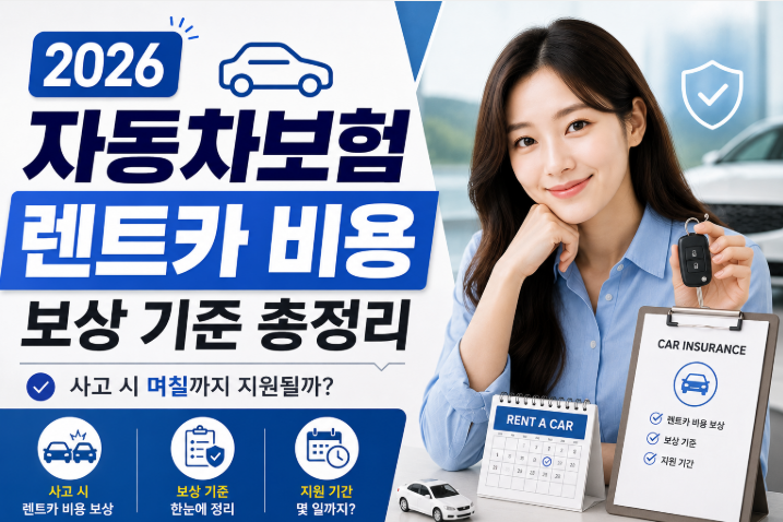 2026 자동차보험 렌트카 비용 보상 기준 총정리 | 사고 시 며칠까지 지원될까?
