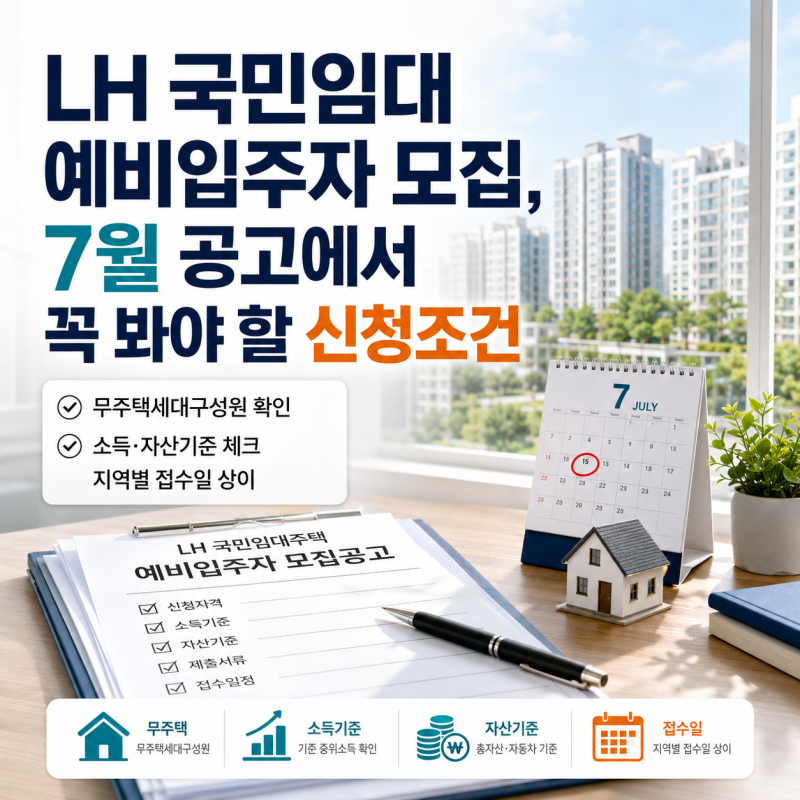 LH 국민임대 예비입주자 모집, 7월 공고에서 꼭 봐야 할 신청조건