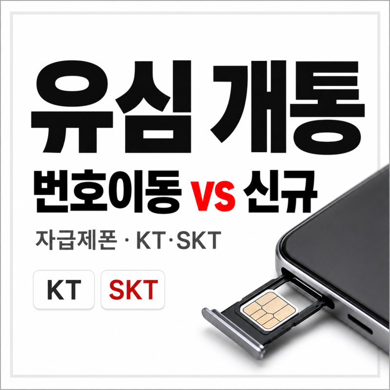 자급제폰 유심 개통 방법, KT SKT 번호이동 신규가입 차이 정리