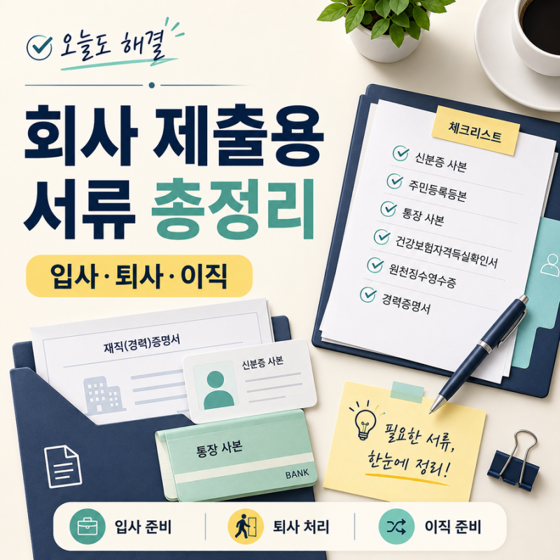 회사 제출용 서류 총정리｜입사·퇴사·이직할 때 필요한 서류