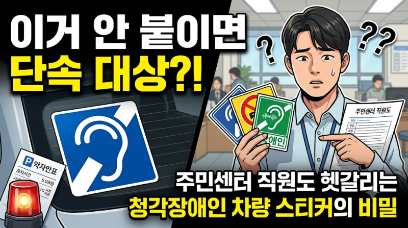 "이거 안 붙이면 단속 대상?!" 주민센터 직원도 90%는 헷갈리는 청각장애인 차량 스티커의 숨....