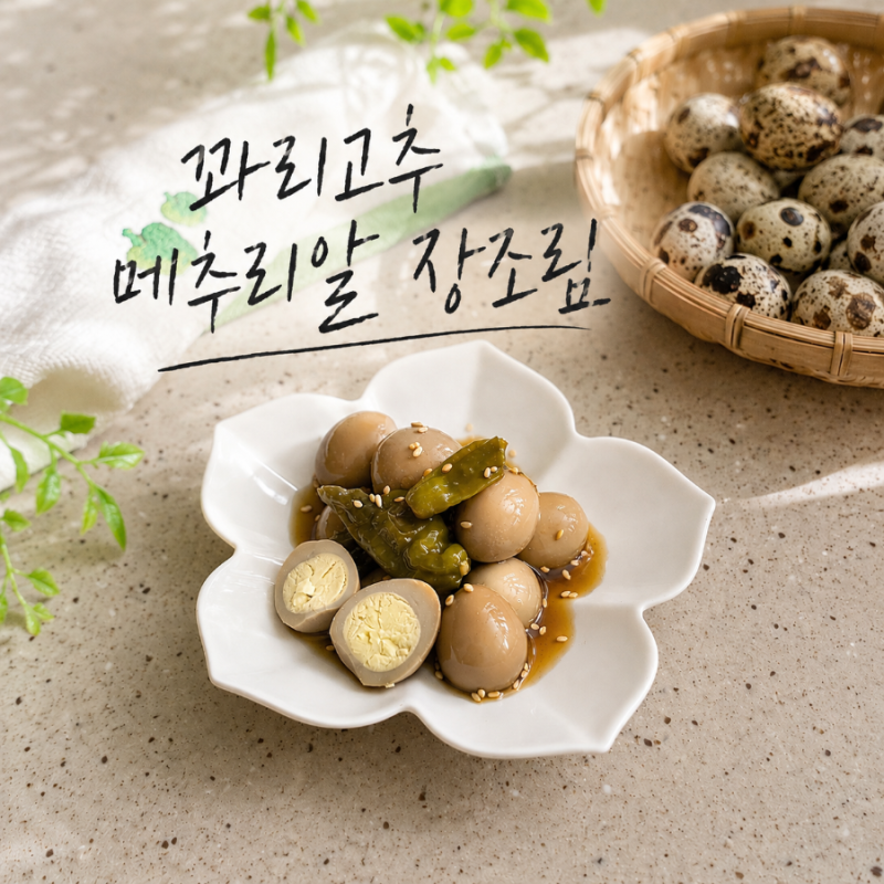 시판 삶은 메추리알로 간편하게 만드는 '꽈리고추 메추리알 장조림' 도시락 반찬 만들기 설....