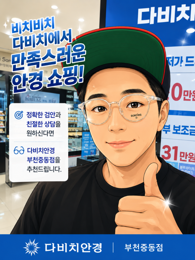 신중동역 안경 추천, 정확한 검안과 가성비까지 만족한 부천 다비치 안경 부천중동점