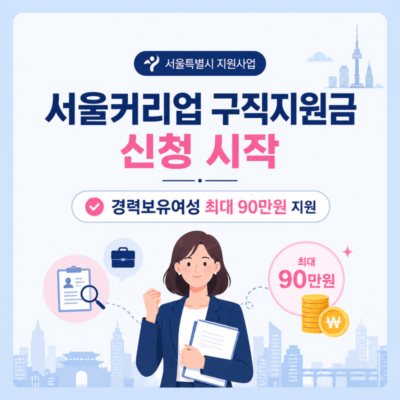서울커리업 구직지원금 신청 시작, 경력보유여성 최대 90만원 지원 대상과 신청기간