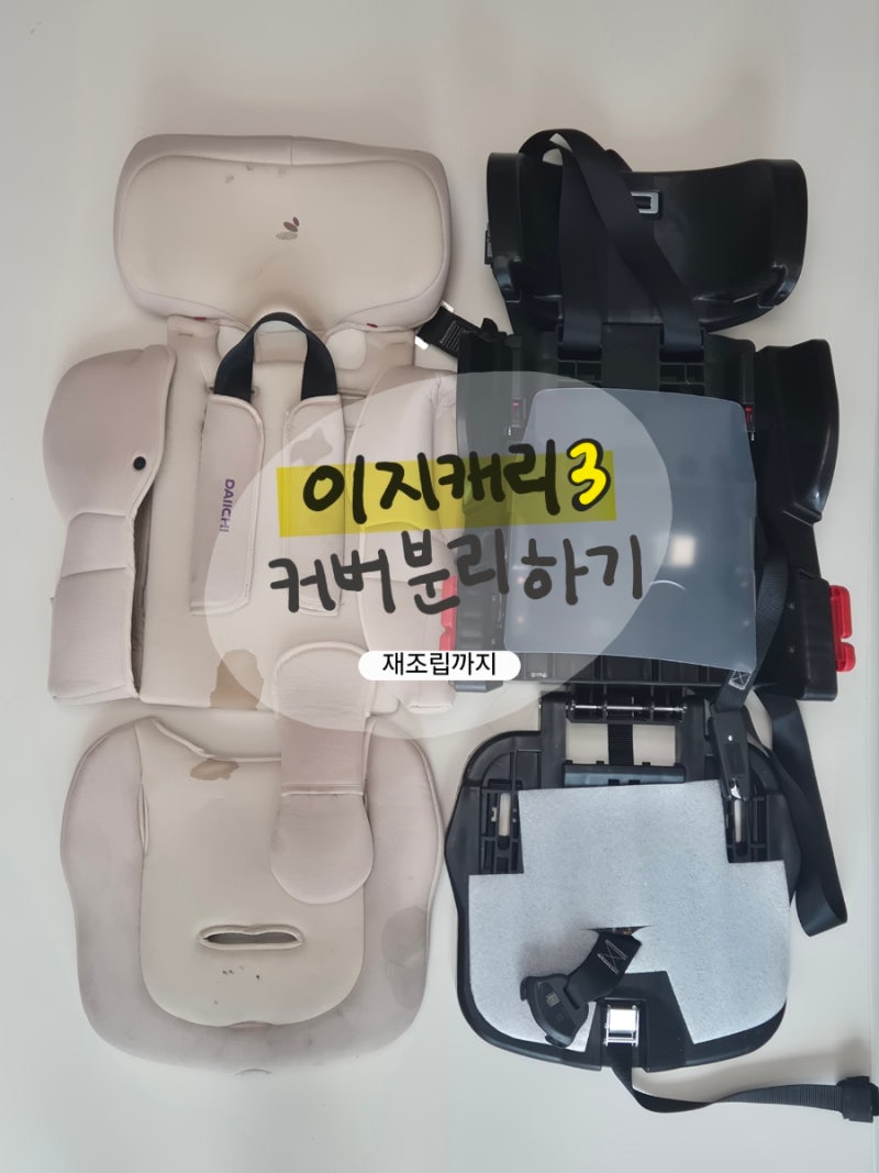 [다이치] 이지캐리3 휴대용 카시트 셀프 세탁 | 커버 벗기고 씌우는 방법(어깨끈 빼기가능️)