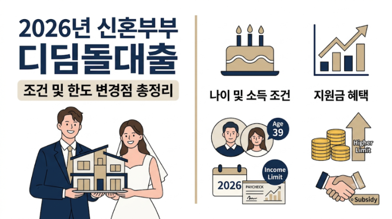 2026년 신혼부부 디딤돌대출 조건 및 한도 변경점 총정리