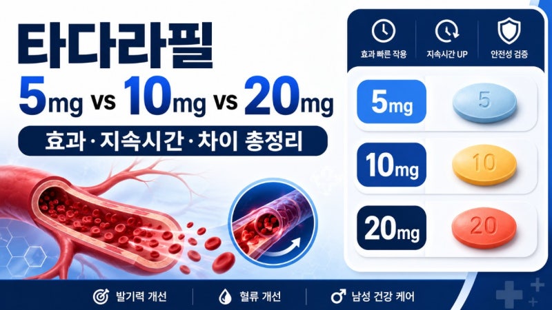 타다라필 5mg·10mg·20mg 차이점은? 용량별 효과와 복용법 총정리