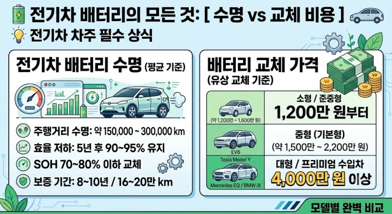 전기차 배터리 수명과 교체 비용 총정리