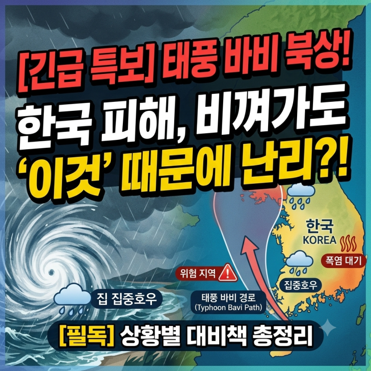 9호 <b>태풍 바비</b> <b>경로</b> 변경? 중부지방 '폭우 폭탄' vs 남부지방... 