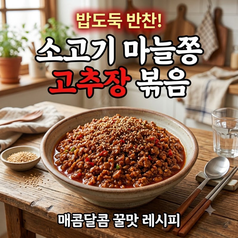 [소고기 마늘쫑 고추장 볶음 레시피] 이것 하나면 밥 두 공기 뚝딱! 실패 없는 특급 밥도둑 반....