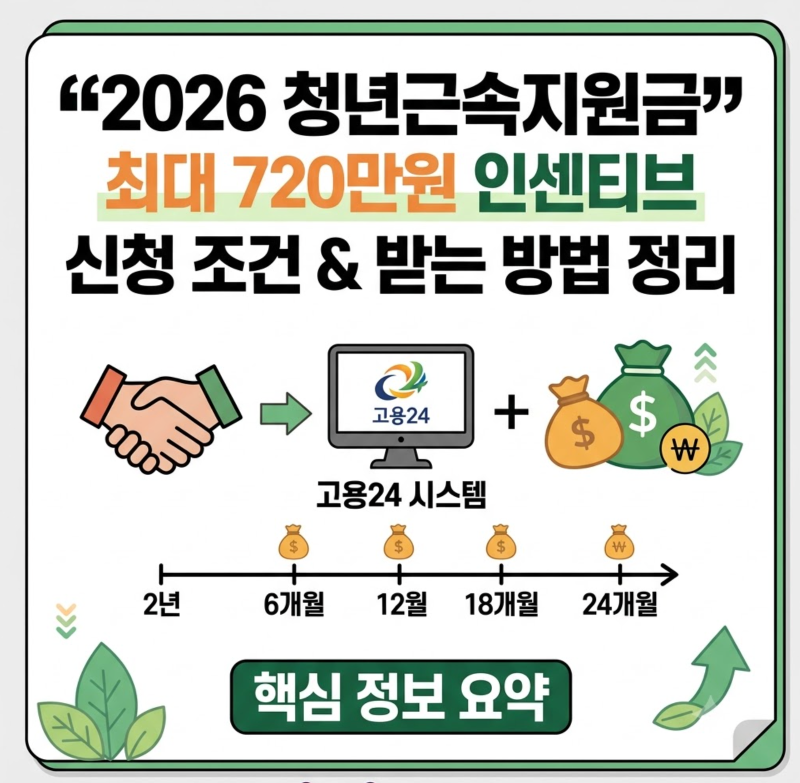 2026 청년근속지원금 신청 조건 및 720만원 인센티브 받는 방법 (청년일자리도약장려금 유형Ⅱ....