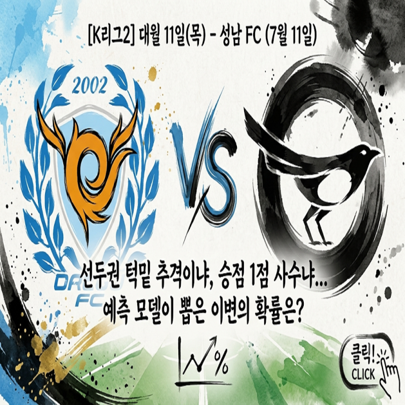 [K리그2] 대구 FC vs 성남 FC (7월 11일) '에드가 부상 비상' 대구의 창 vs '헤드기어 투혼' 성남의 ....