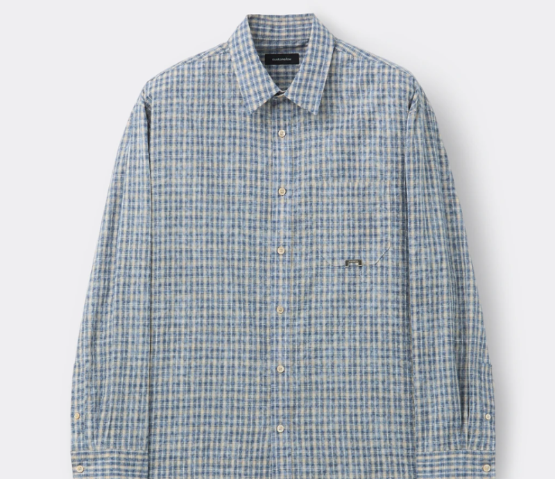 여름에도 입기 좋은 커스텀멜로우 셔츠 Blue Oversized Fit Check Shirt