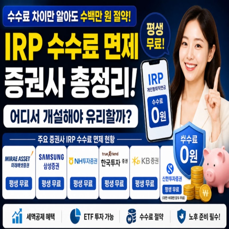 IRP 수수료 면제 증권사 어디가 좋을까? 2026년 최신 비교 총정리