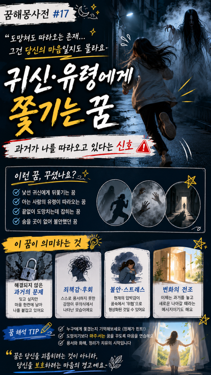 【꿈해몽사전#17】 귀신·유령에게 쫓기는 꿈 — 과거가 나를 따라오고 있다는 신호
