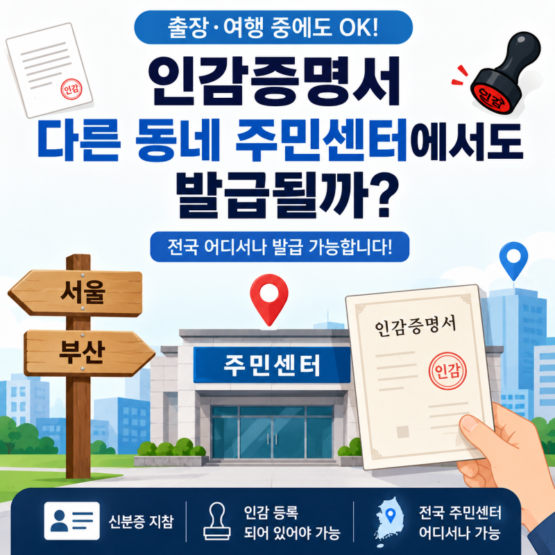 인감증명서 다른 동네 주민센터에서도 발급될까?