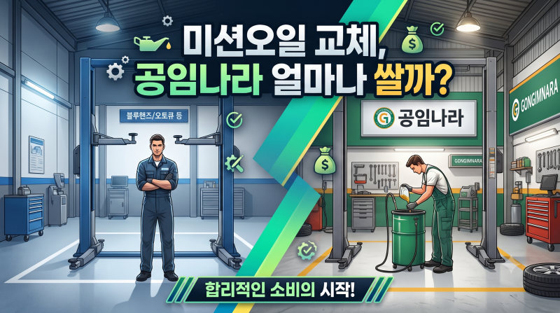 공임나라 미션오일 교체 후기 블루핸즈보다 공임비 쌀까?
