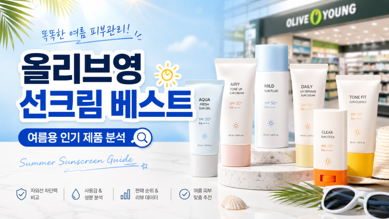 올리브영 선크림 베스트 5, 여름 피부별 선택법