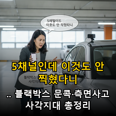 "5채널인데 이것도 안 찍혔다니".. 블랙박스 문콕·측면사고 사각지대 총정리