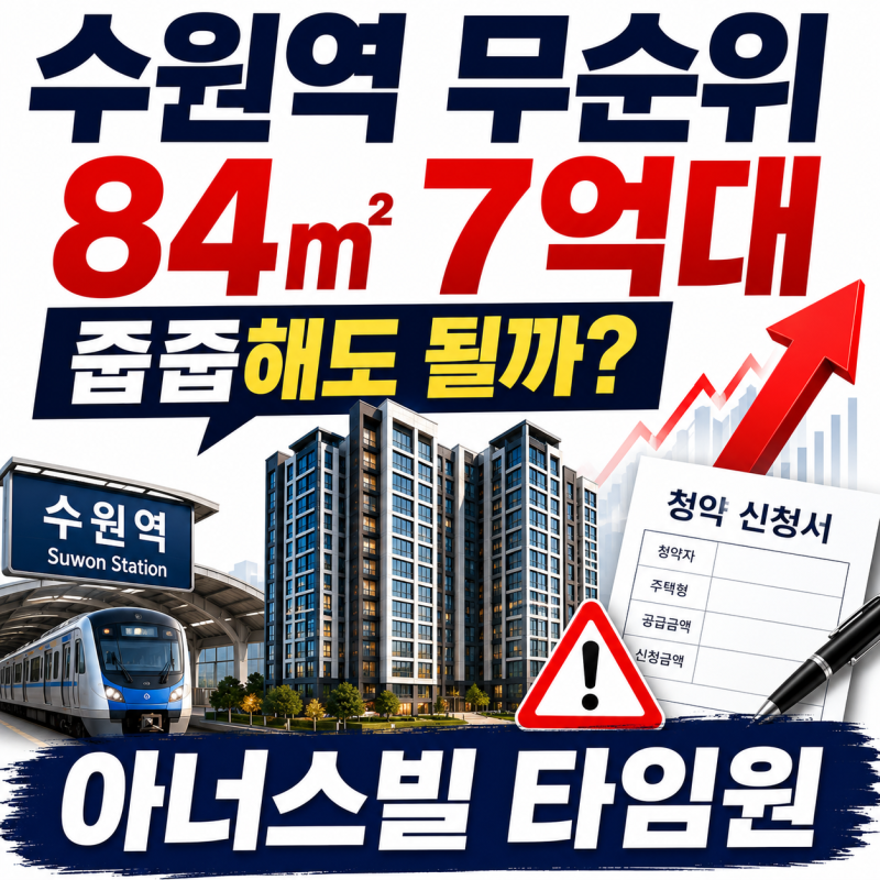 수원역 아너스빌 타임원 무순위, 84㎡ 7억대면 줍줍해도 될까?