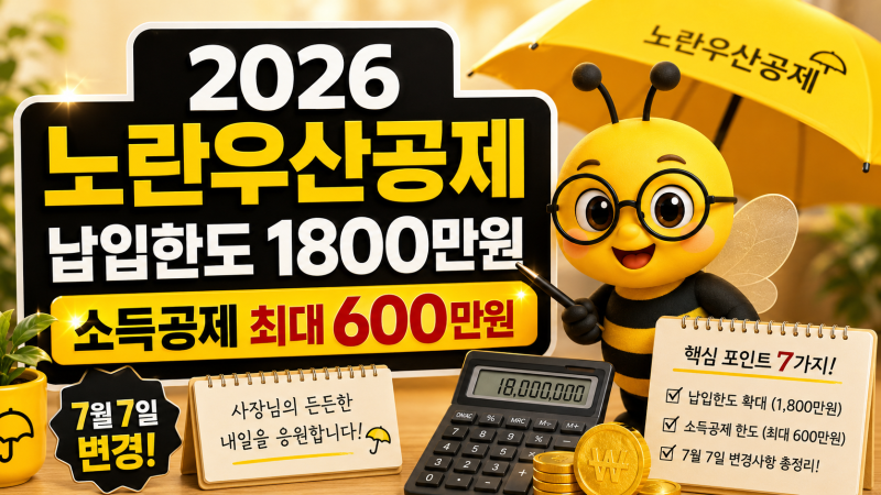 2026 노란우산공제 납입한도 1800만원 소득공제 최대 600만원