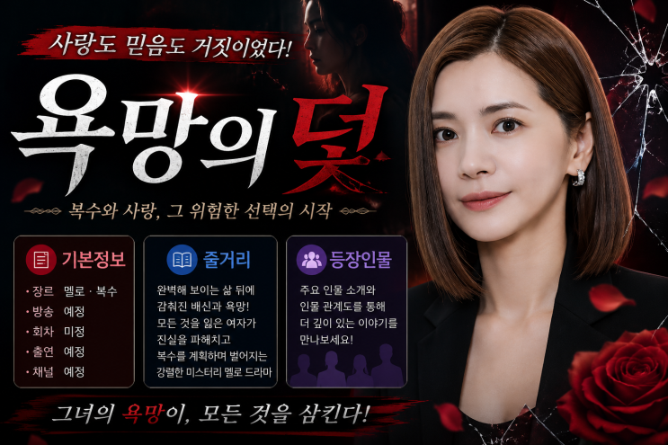 욕망의 덫 드라마 기본정보 줄거리 등장인물 (+<b>붉은진주</b> 후속작)