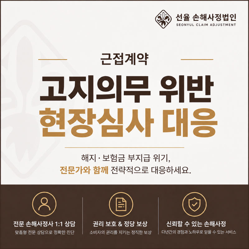 보험 가입한지 얼마 안 되었는데 현장심사? 근접계약 고지의무 위반 확인이 필요합니다.