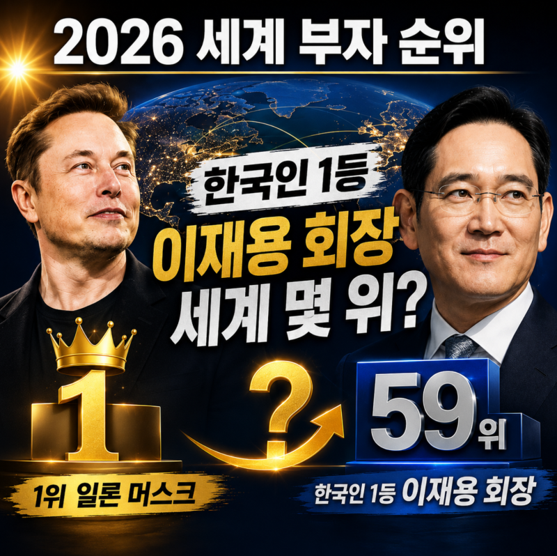 2026 세계 부자 순위 1위는 일론 머스크, 한국인 1등 이재용은 세계 몇 위?