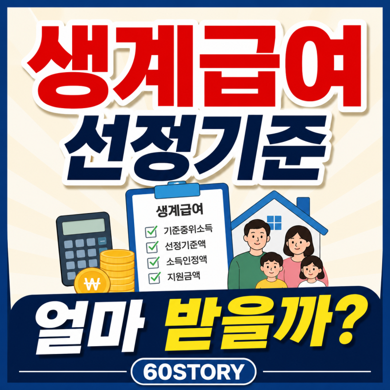2026년 생계급여 선정기준 및 지원금액 총정리 : 1인·2인·3인·4인 가구 수급조건